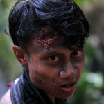 Karakter zombie menyeramkan di Festival Halloween Jakarta. (Foto: Fajrul Islam/SuaraJakarta)